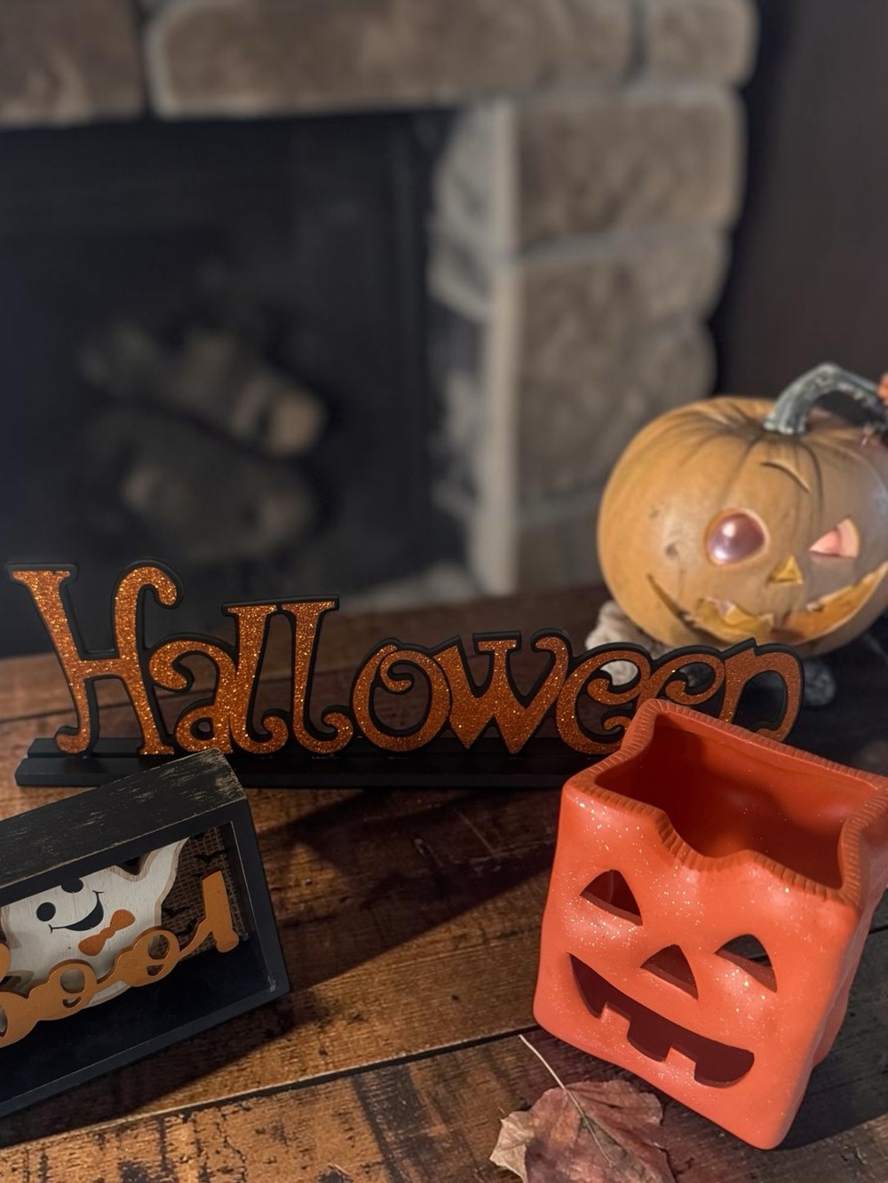 Halloween Decor - Halloween Sign, Wood Framed “Boo” Ghost Ceramic Candle Holder